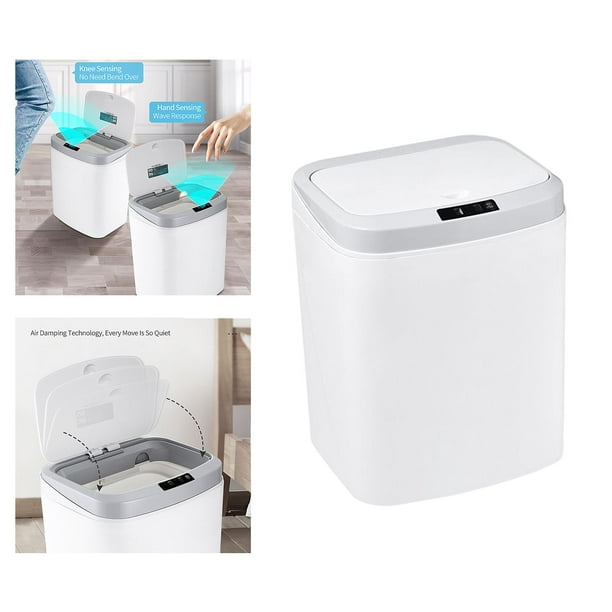 Cubo de basura inteligente, cubo de basura inteligente automático  electrónico, cubo de basura para inodoro doméstico, cubo de basura para  baño de 16L Blanco Macarena bote de basura de cocina