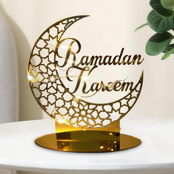 Decoración de Ramadán, decoración dorada con lámpara de ambre , adorno  acrílico Eid Mubarak para suministros musulmana, A Sunnimix Lámpara de  Ramadán Mubarak
