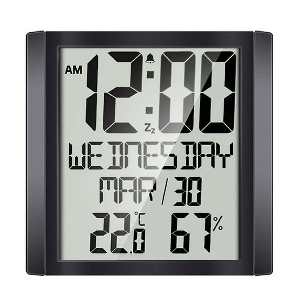 Reloj de pared extra grande, calendario digital de día, termómetro para  interiores, higrómetro, soporte para escritorio y colgar en la pared Feliz  Sencillez