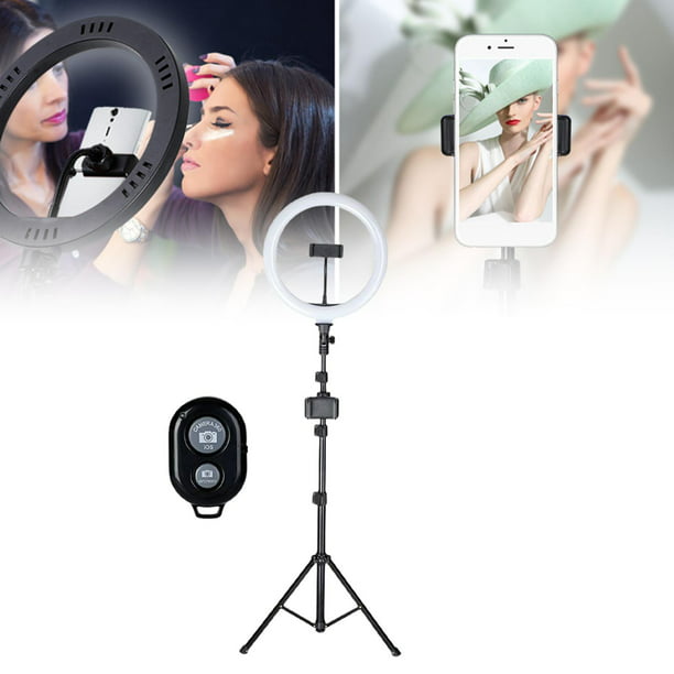  Paquete de soporte de trípode para teléfono celular con anillo de  luz para selfie de 12 pulgadas con soporte de trípode de 62 pulgadas,  iluminación LED con soporte de teléfono para