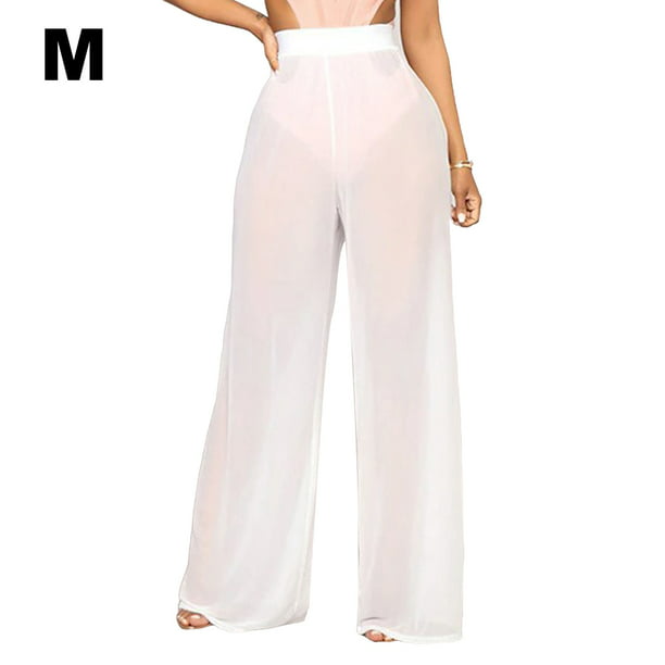  Pantalones transparentes de cintura alta para mujer