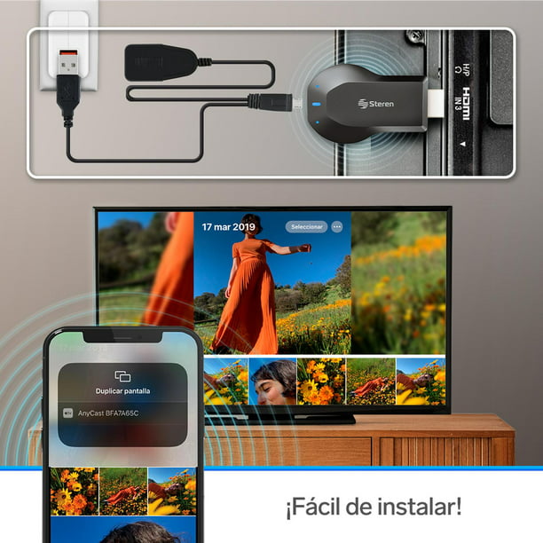 Adaptador de pantalla inalámbrico 1080P, adaptador inalámbrico de dongle de  pantalla HDMI, espejo de pantalla HD para teléfono, tableta, TV, conexión