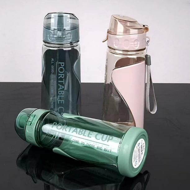  50 botellas de agua resistentes reutilizables sin BPA con tapa  a prueba de fugas y correa de transporte fácil para niños, 24 onzas, Negro  : Deportes y Actividades al Aire Libre