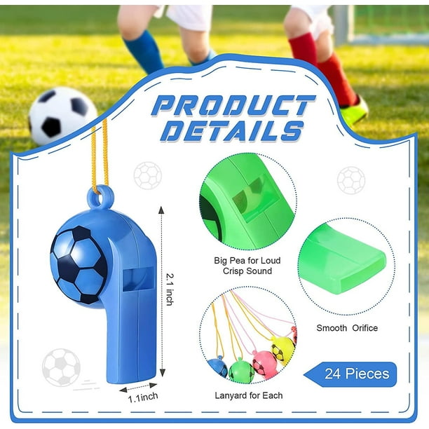 24 piezas de balón de fútbol, silbato deslizante para niños, silbatos de  juguete para niños, silbatos para niños, juguetes de fútbol, silbatos con