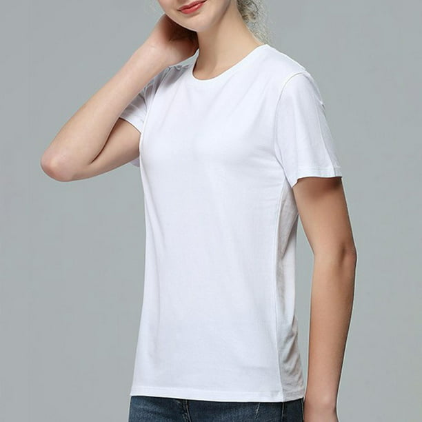  Paquete de camisetas blancas para hombre y mujer, algodón ultra  suave, cuello redondo, manga corta y estilo ajustado, camiseta blanca lisa,  Blanco : Ropa, Zapatos y Joyería