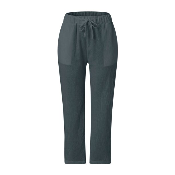 Pantalones capri tipo cargo con cordón para mujer, estilo casual