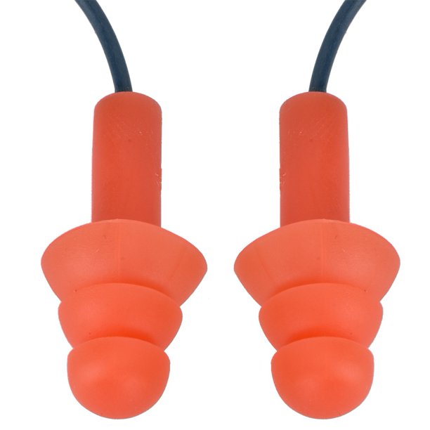 25 pares de tapones para los oídos con cable de silicona suave,  reutilizables, con cancelación de ruido para protección auditiva, dormir  (naranja)