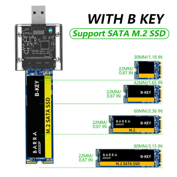 M2 SSD Case M.2 a USB3.0 Gen 1 5Gbps Caja SSD de alta velocidad para SATA  M.2 NGFF Likrtyny