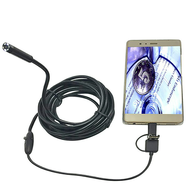 Endoscopio IP67 Inspección a prueba de agua 8 mm Línea larga Mini cámara 1 m Sonda endoscopio para Android 3 en 1 Kearding EL011303-00 | Walmart en