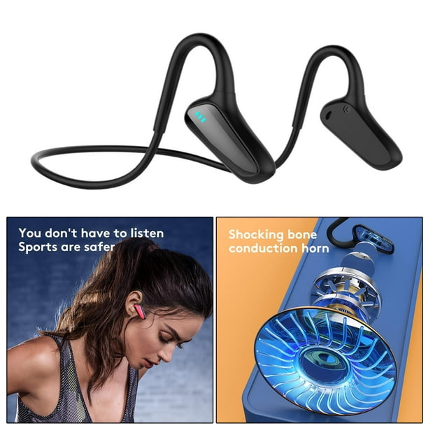 Auriculares de conducción ósea Bluetooth, auriculares inalámbricos de oreja  abierta impermeables con micrófono, auriculares a prueba de sudor