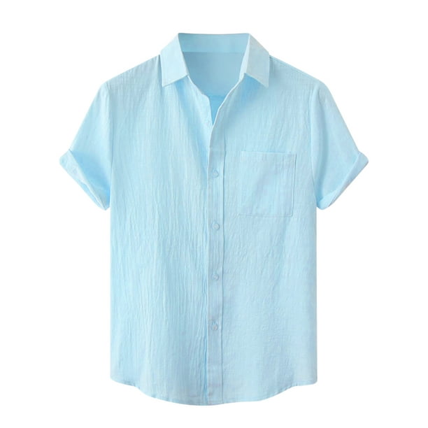 Camisas, Camisa lino color Azul Medio