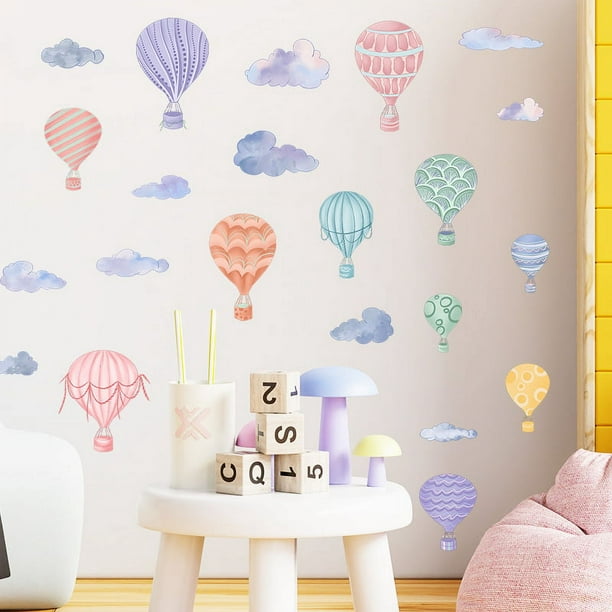 Pegatinas de pared para decoración de habitaciones infantiles, nubes de  globos aerostáticos, pegatinas de pared de dibujos animados, póster  artístico de pared, pegatinas artísticas para despegar y pegar para  decoración de niños