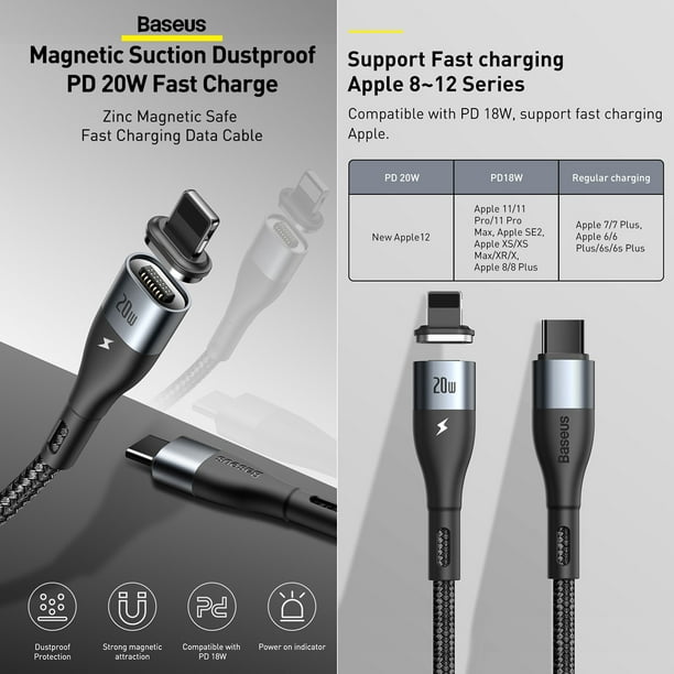 Cable Cargador Magnético 1 Mt compatible con iPhone - Baseus