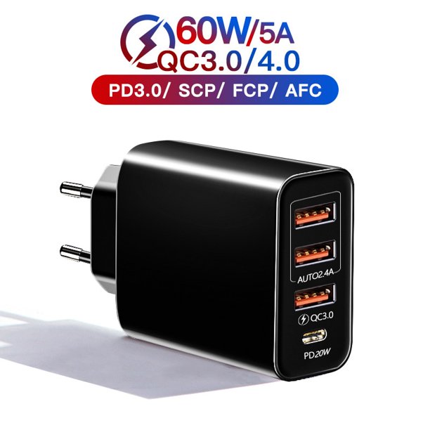 Multi Cargador USB de 5 salidas, 60w