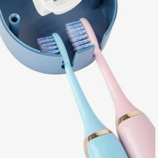 Dispensador de pasta de dientes montado en la pared y paquete de 2 soportes  para cepillos de dientes para baño, exprimidor automático de pasta de