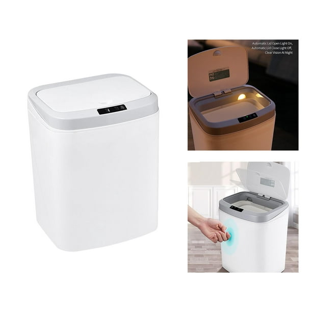 KOLHGNSE Cubo de basura automático con sensor inteligente, cubo de basura  de cocina, cubo de basura de plástico ABS, 16 L, Blanco : : Hogar  y cocina