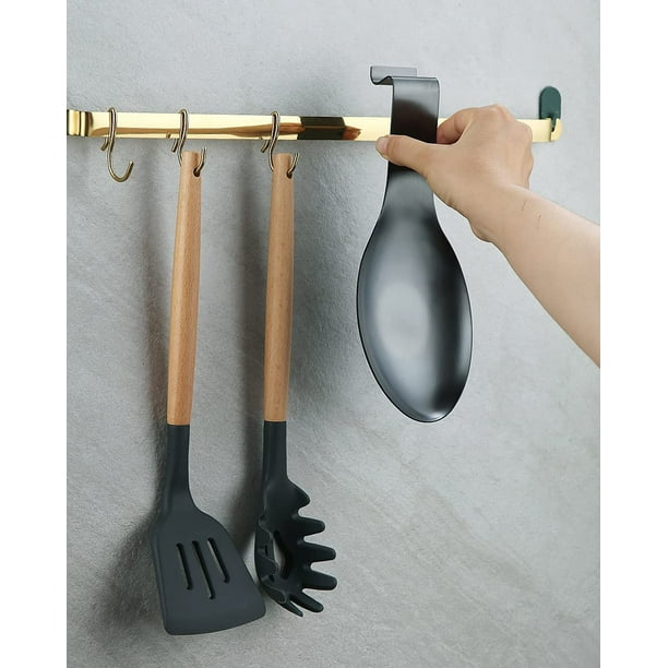 1 soporte de cuchara de acero inoxidable, soporte para cuchara para estufa,  soporte para cucharas, utensilios de cocina para cucharones, espátulas