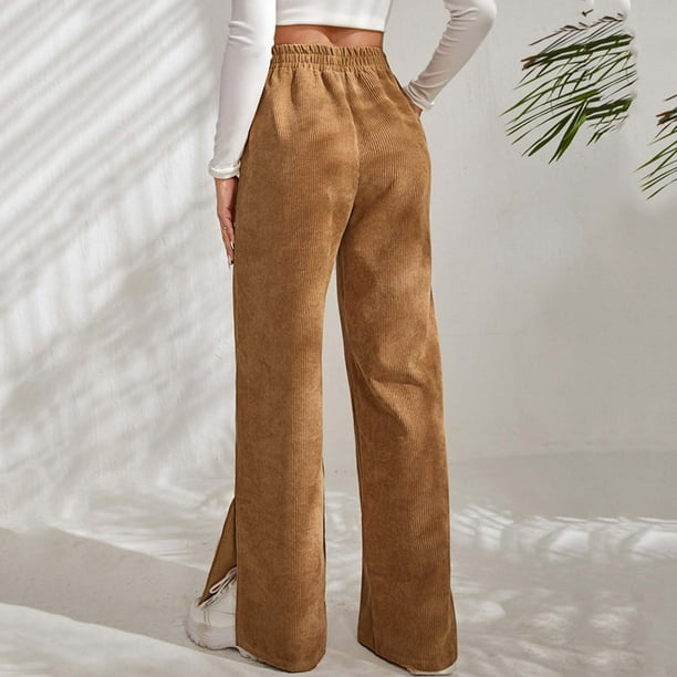 Pantalones casuales de cintura alta para mujer, pantalones de