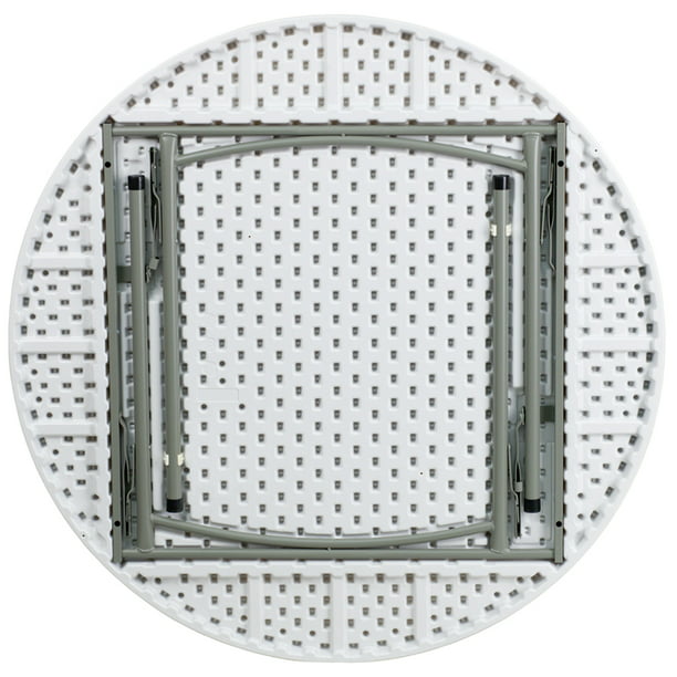  (PACK 4) Mesa plegable redonda de plástico blanco de granito de  4 pies, mesa plegable redonda de 48 pulgadas, mesa redonda de banquete, mesa  redonda de comedor de plástico, mesa redonda