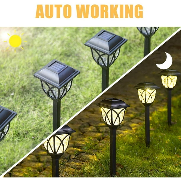 Luces solares para caminos al aire libre, luces LED solares para jardín, luces  solares impermeables para jardines para césped, patio, jardín, pasarela. (6  paquetes) JFHHH pequeña