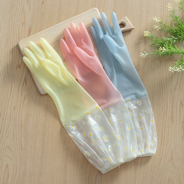 Vgo - 3 pares de guantes reutilizables para el hogar, guantes de goma para  lavar platos, extragruesos, de mangas largas, para limpieza de cocina