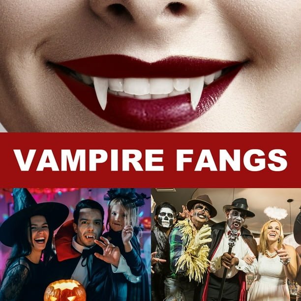 Colmillos de dientes de vampiro – 3 pares de colmillos de 3 tamaños para  cosplay, accesorios de vampiro de Halloween, accesorios de fiesta,  accesorios