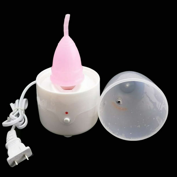  Carecup Esterilizador de copa menstrual – Limpiador de vasos  menstruales moderno sin perfume – Lavado UV automático de 2 minutos –  Soporte para discos de período pequeño suave y grande –