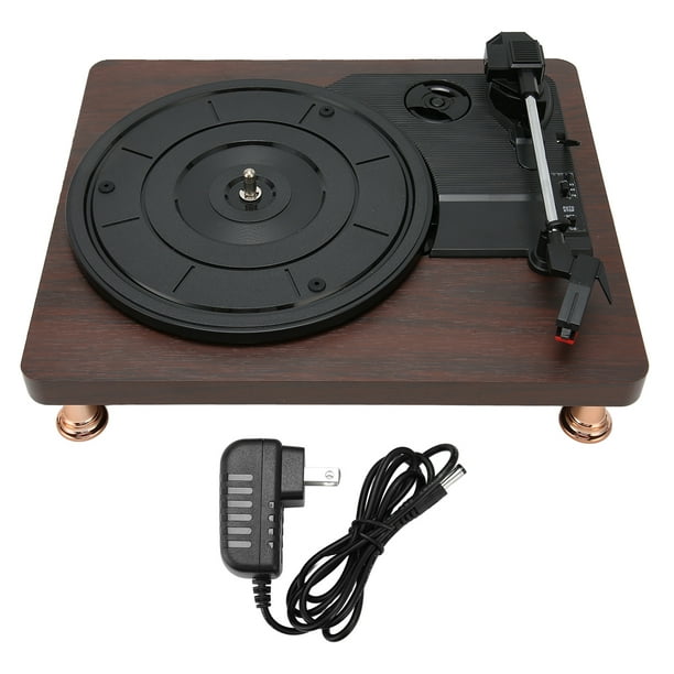 Tocadiscos retro de madera con reproductor de discos de vinilo de 3  velocidades, altavoces estéreo incorporados, Bluetooth, entrada auxiliar