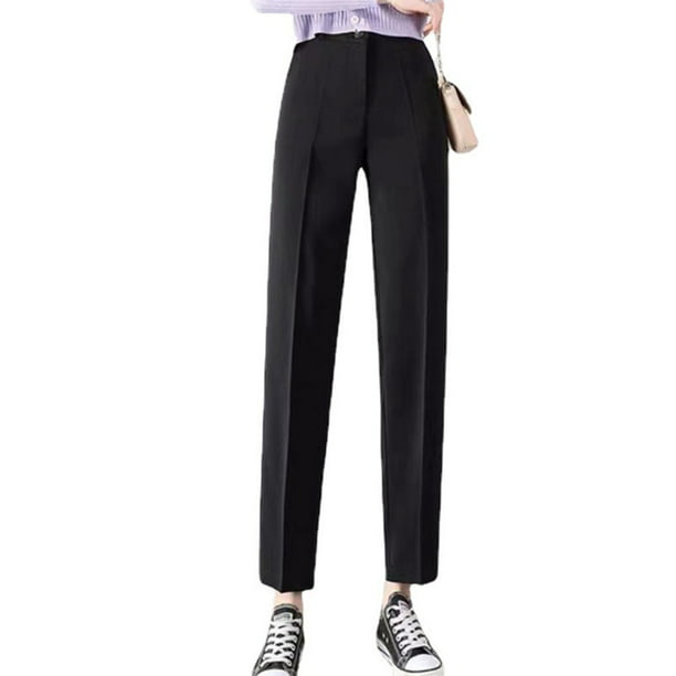 Minnieouse Pantalones de verano para mujer, pantalones formales con  bolsillos de cintura alta para mujer, traje de ocio para mujer, elásticos  de Color