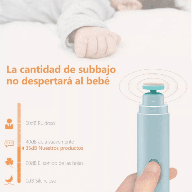 Lima De Uñas Eléctrica Para Bebés Portátil Con Luz Led 6 En1