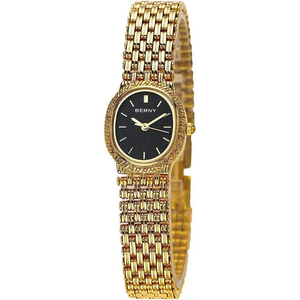  Reloj dorado para mujer, reloj de pulsera de cuarzo de