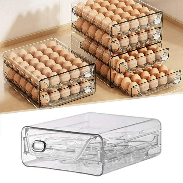  Soporte para huevos para refrigerador, mini organizador de  cajones de nevera, contenedor de almacenamiento de huevos para  refrigerador, bandeja de huevos transparente, organizador de huevos, :  Electrodomésticos