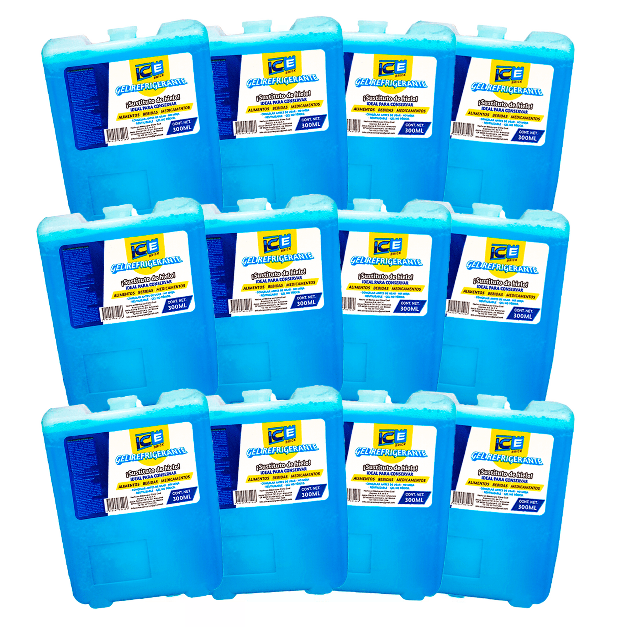 Gel Refrigerante Ice Brick 300 Ml Paquete De 12 Piezas ICE BRICK Gel