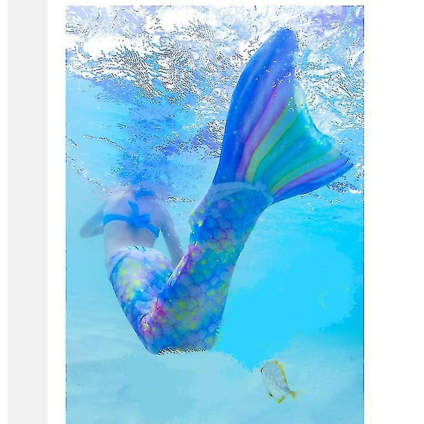 Colas De Sirena Para Nadar Para Niños Y Adultos Con Monoaleta - Azul Oscuro  130 Kuyhfg Sin marca