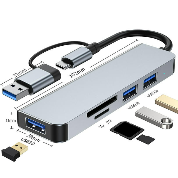 Concentrador USB 3.0 y USB C a USB 3.0 y USB 2.0 con Ranura/TF, Estación de  Acoplamiento, Macarena