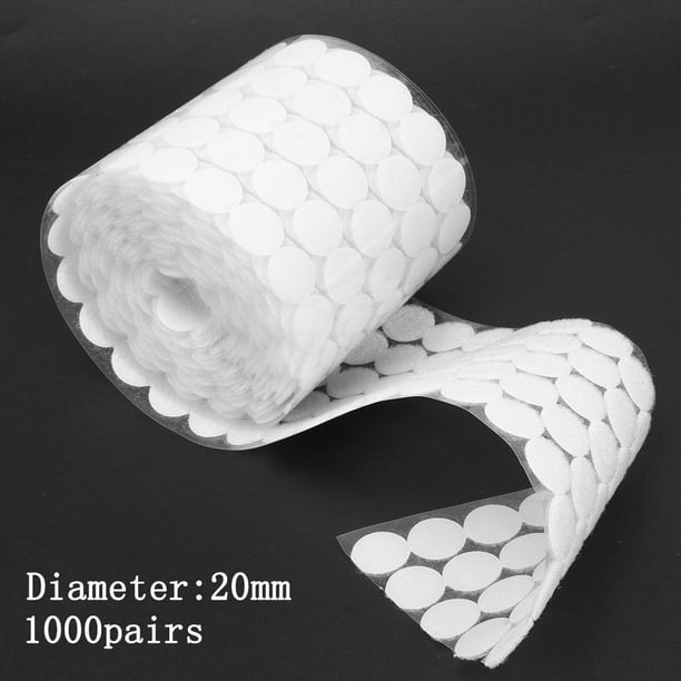 Pegatinas 1000 pares de cintas adhesivas de sujeción de doble cara,  ganchos, bucles, discos, blanco, 20 mm Likrtyny Para Estrenar