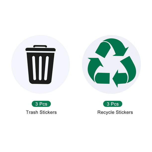 Paquete de 4 calcomanías de reciclaje y basura, para interiores y  exteriores, calcomanías de símbolos de reciclaje y basura, 4 x 4 pulgadas