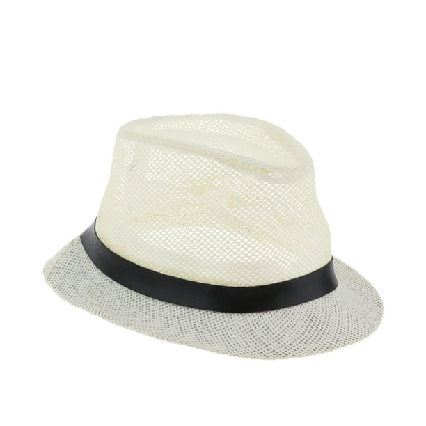 Sombrero Fedora de Paja Cubano de A Corta Trilby Summer Beach Sun Panamá  Gorra de Gángster Hombres , 57cm METRO Sunnimix Sombrero de paja para  hombres