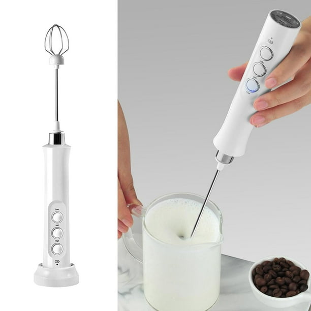 Mezclador de espuma recargable, jarra negra y base de carga, espumador de  leche eléctrico de 3 velocidades de mano, incluye taza, espumador para  café