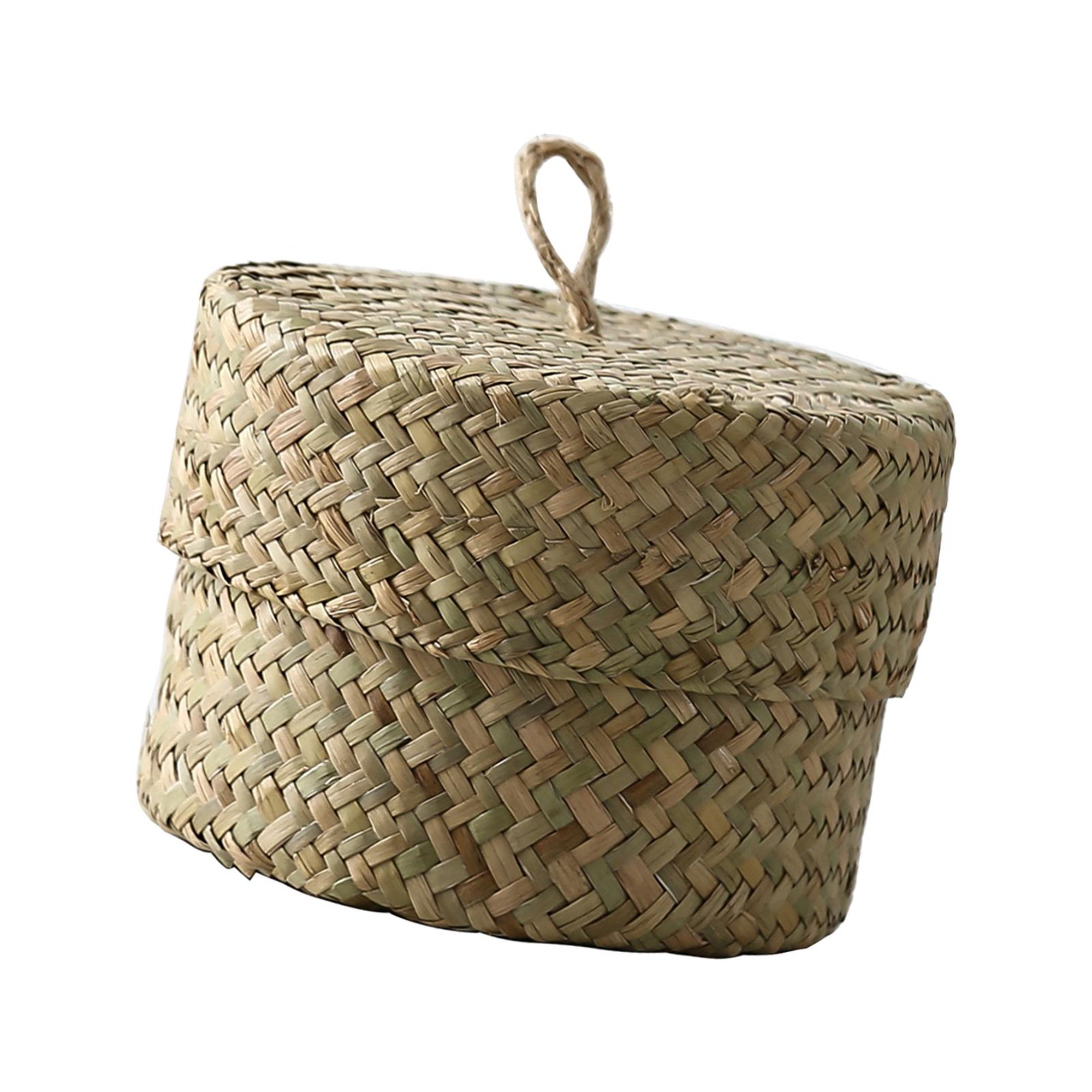 Cestas de almacenamiento rectangulares con tapa, cestas tejidas a mano,  cesta de lavandería para el hogar, cestas organizadoras (color marrón,  tamaño