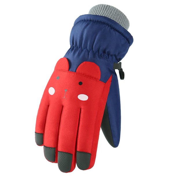 Guantes de esquí térmicos de dibujos animados para niños, manoplas