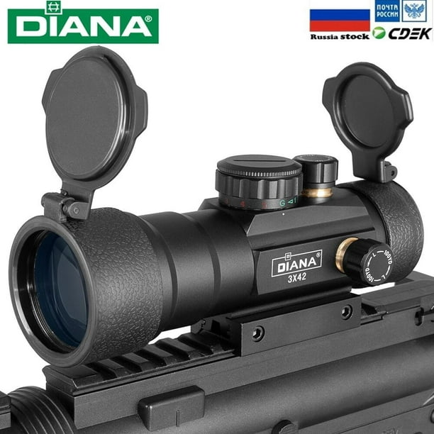 Mira telescópica DIANA 3X44, punto rojo verde, 2X40, punto rojo, 3X42,  óptica táctica, compatible con riel de 11/20mm, mira para Rifle 1X40 para  caza Tan Jianjun unisex