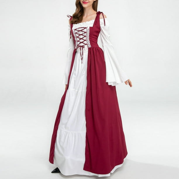 Vestido renacentista para mujer, ropa medieval renacentista para mujer,  tops campesinos, vestido de fiesta casual