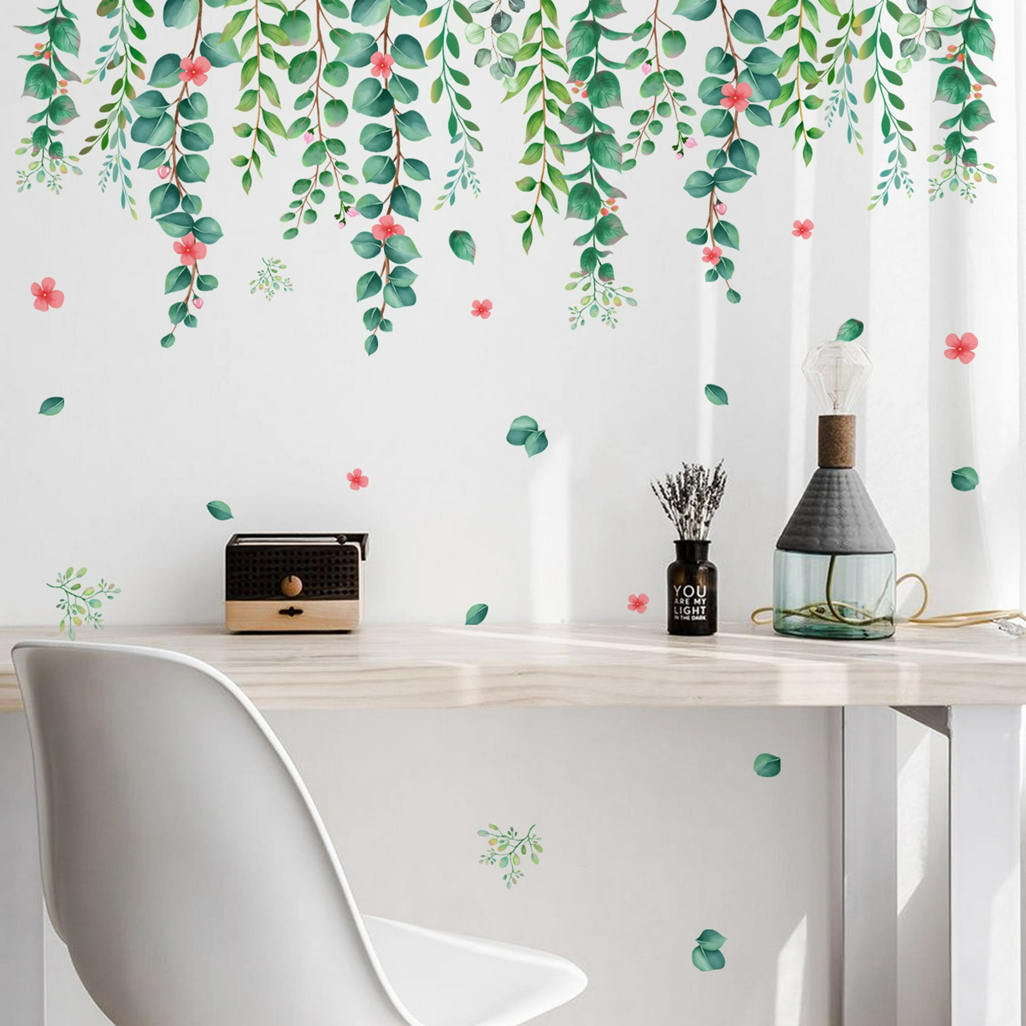 Un conjunto de hermosas pegatinas de pared de flores, pegatinas de pared  decorativas para sala de estar, dormitorio, oficina, pegatinas de pared de  plantas TUNC Sencillez