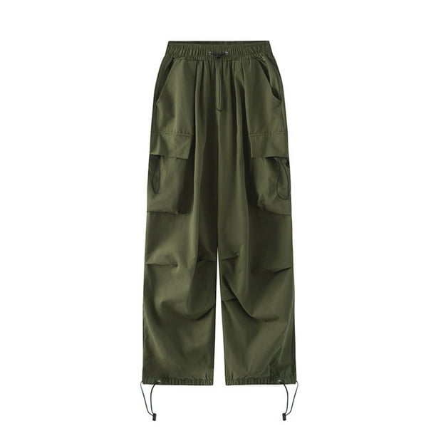 Pantalones Cargo negros para mujer, pantalones de cintura alta, color  caqui, verde, talla grande, Y2K