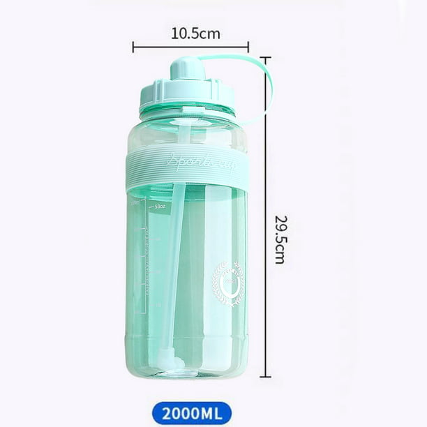 Botella de agua de gran capacidad, con marcador a prueba de fugas, botella  reutilizable para beber, jarra para deportes, gimnasio, turismo, fitness,  2000ml Sunnimix Botella para beber