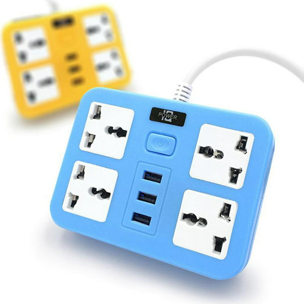 Enchufe . UU. Interruptor de regleta de alimentación eléctrica 6 3 puertos  USB de carga rápida Enchufe de extensión Cable de 1,3 Baoblaze regleta