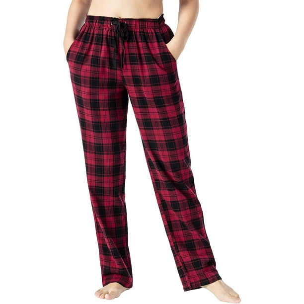 Pantalones de pijama para mujer, pantalones de salón de algodón a cuadros,  pantalones de pijama larg Adepaton CJWUS-6527