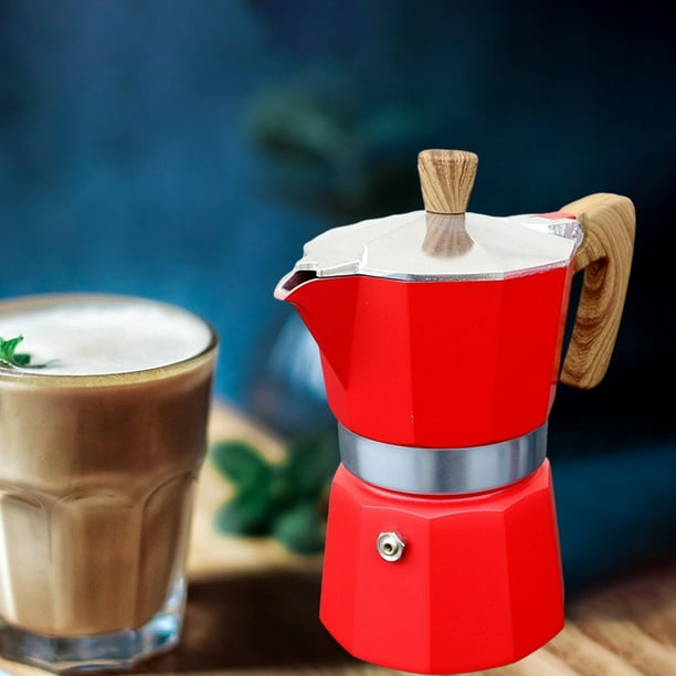 Cafetera 9 Tazas para Estufa Moka Espresso con Percolador Acero Inoxidable  Rojo