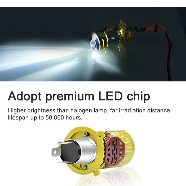 Bombilla LED 1 unidad de bombillas LED H4 para faros delanteros, doble  lente, haz alto/bajo, faro LE Romacci Bombilla LED